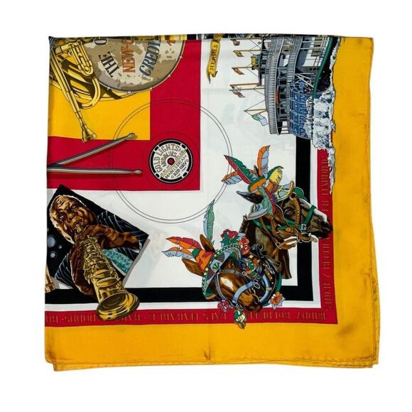 HERMES Silk Scarf  "New Orelans" by Loïc Dubigeon 90cm Carre with Paper Bag - Picture 6 of 16